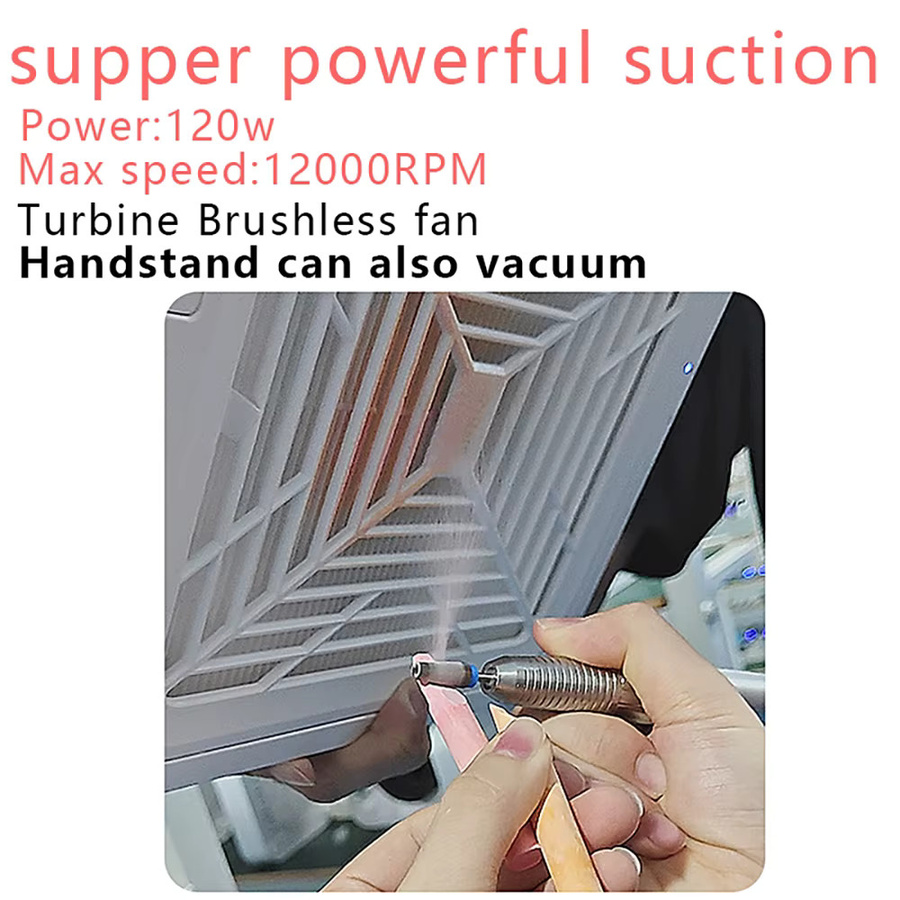 HGTUGO Nagelstaubabsauger, 12000RPM, bürstenlos, 2 Filter, Unisex - Bild 2