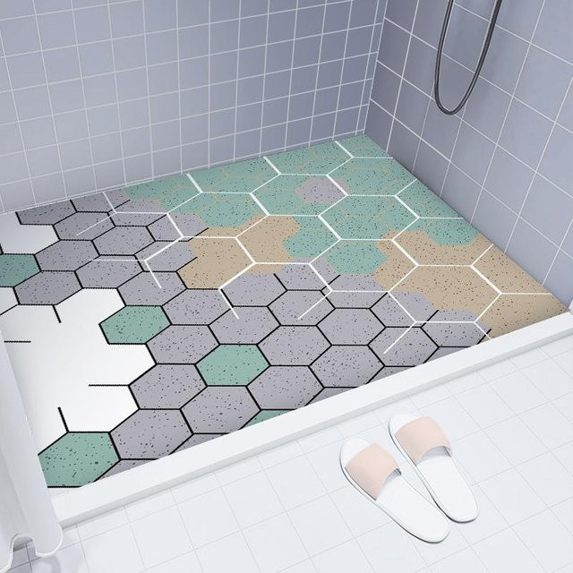 Rutschfeste Badezimmer Matte mit Aussparung für die Toilette in Grau, B/B: 50 x 80 cm - Bild 1