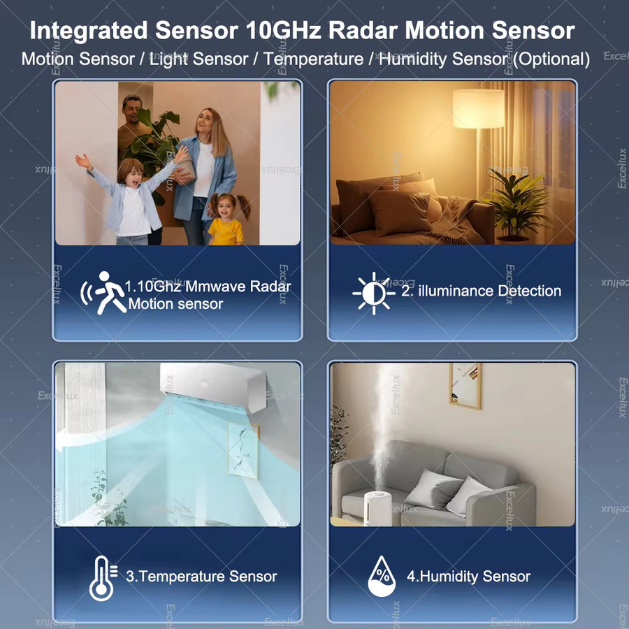 Tuya Zigbee 10G mmWave Radar-Bewegungssensor mit Temperatur-, Luftfeuchtigkeits- und Beleuchtungsfunktion in Weiß - Bild 2