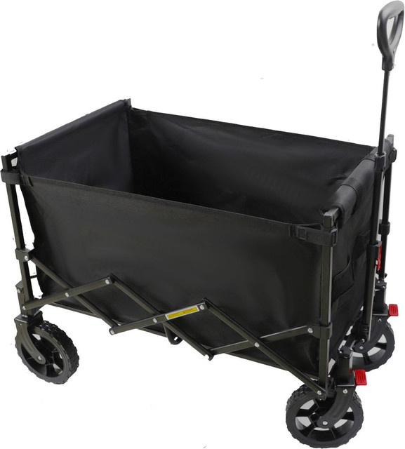 Bollerwagen in Schwarz, B/T/H: 90 x 50 x 61/96 cm - Bild 1