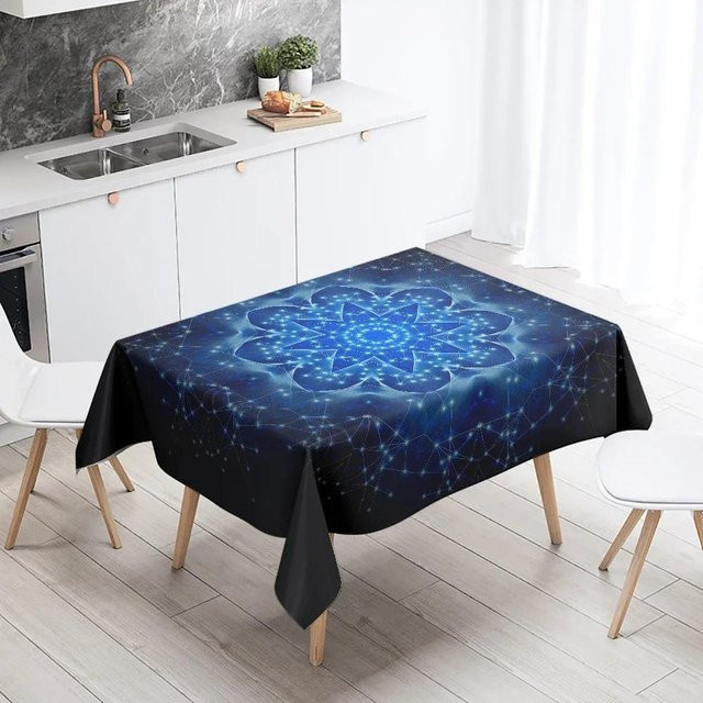 Wasserdichte Rechteckige Mandala Tischdecke von JINGYUE Pet in Blau, B/T: 100 x 145 cm - Bild 1