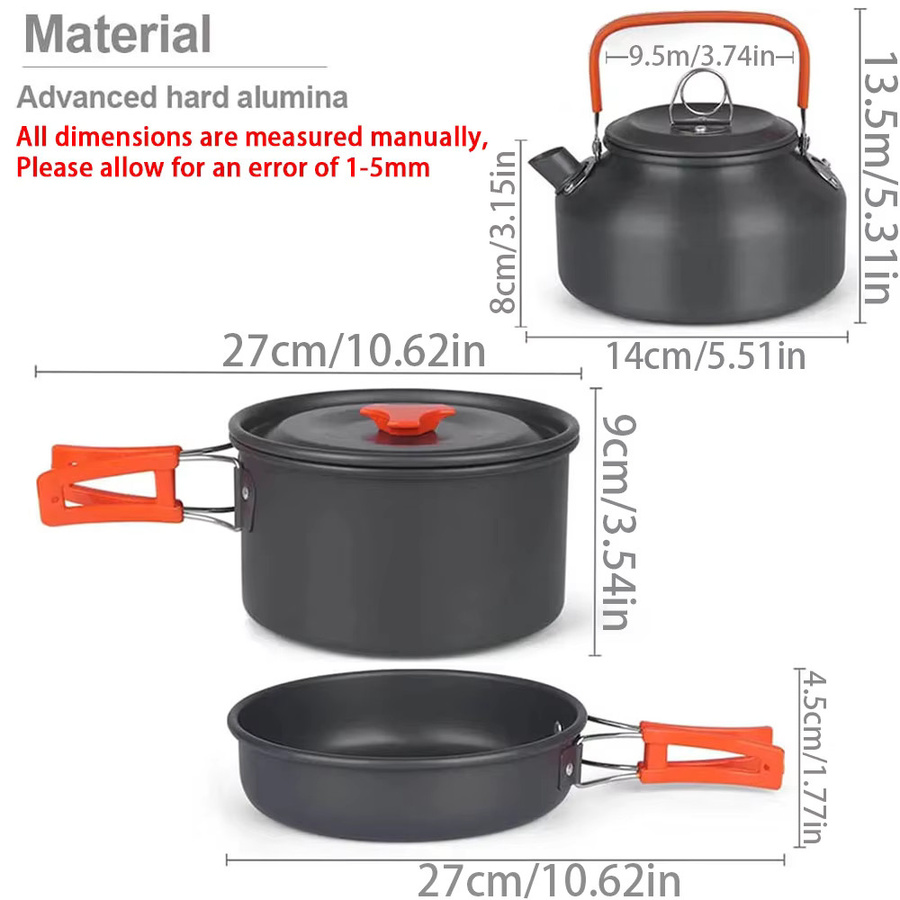 LISM Outdoor-Camping-Kochgeschirr-Set aus Aluminium mit Antihaftbeschichtung in Grün oder Schwarz - Bild 3
