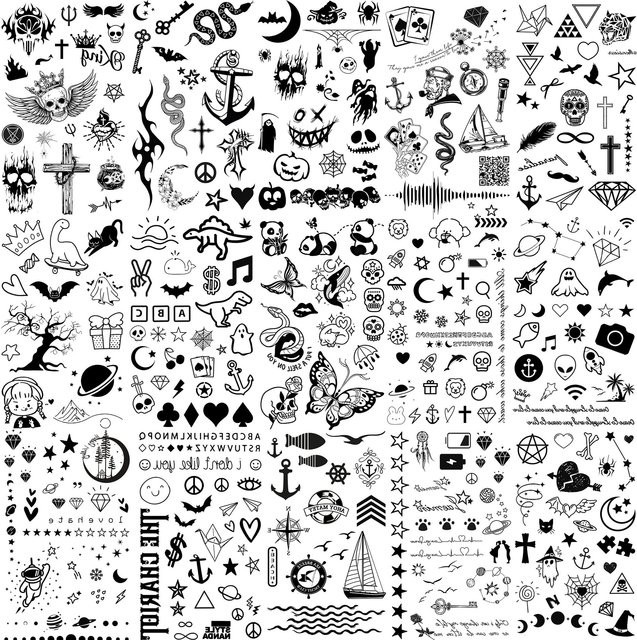 FANRUI Temporäre Tattoos, 15 Blatt, Damen, Mond und Schmetterling - Bild 1