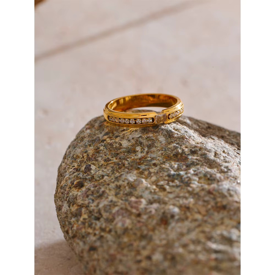 Yhpup Ring Edelstahl, Gold, Zirkonia, Damen - Bild 2