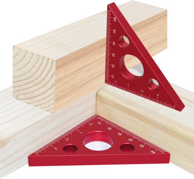 JIGHOLE Rechtwinkliges Dreieckslineal aus Aluminium in Rot für die Holzbearbeitung mit metrischem und imperialem System - Bild 1