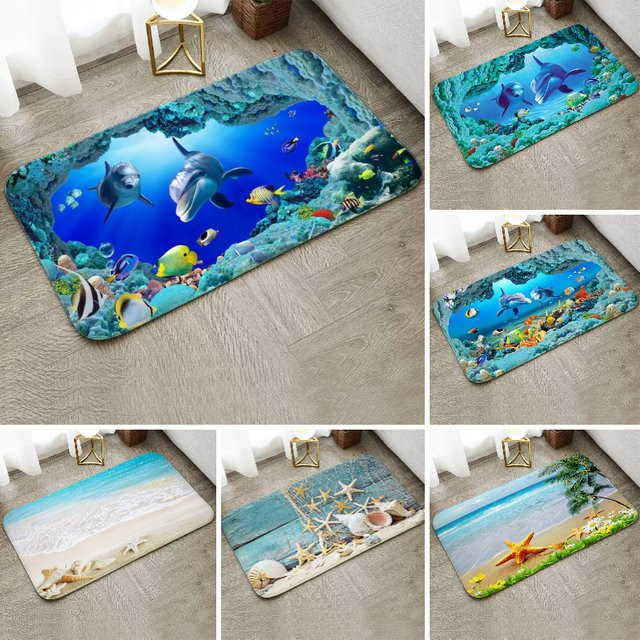 Delphin Starfish Shell Strandteppich rutschfeste Bodenmatte für Wohnzimmer und Schlafzimmer - Bild 1