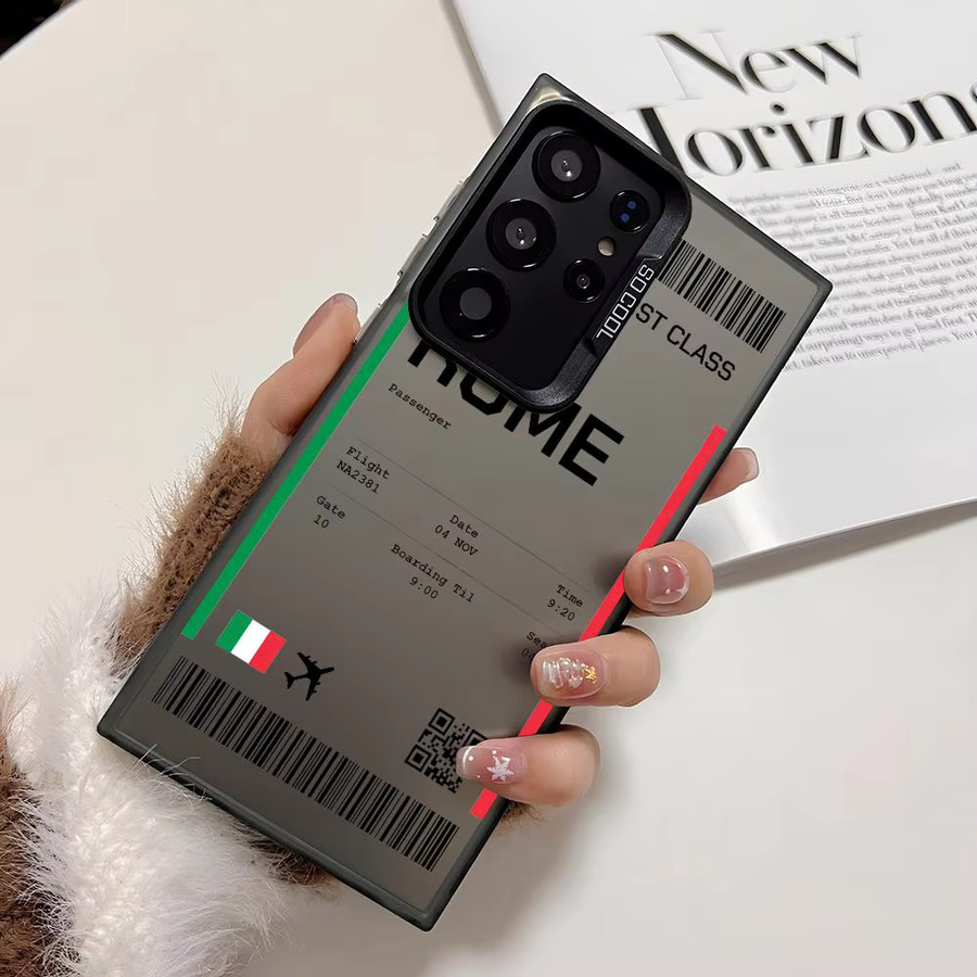 Samsung Handyhülle Flugticket Italien Laser Matt Stoßfeste Hartschalen-Rückseite für S25 S24 S23 S22 S21 Ultra Plus in Schwarz Multicolour - Bild 3
