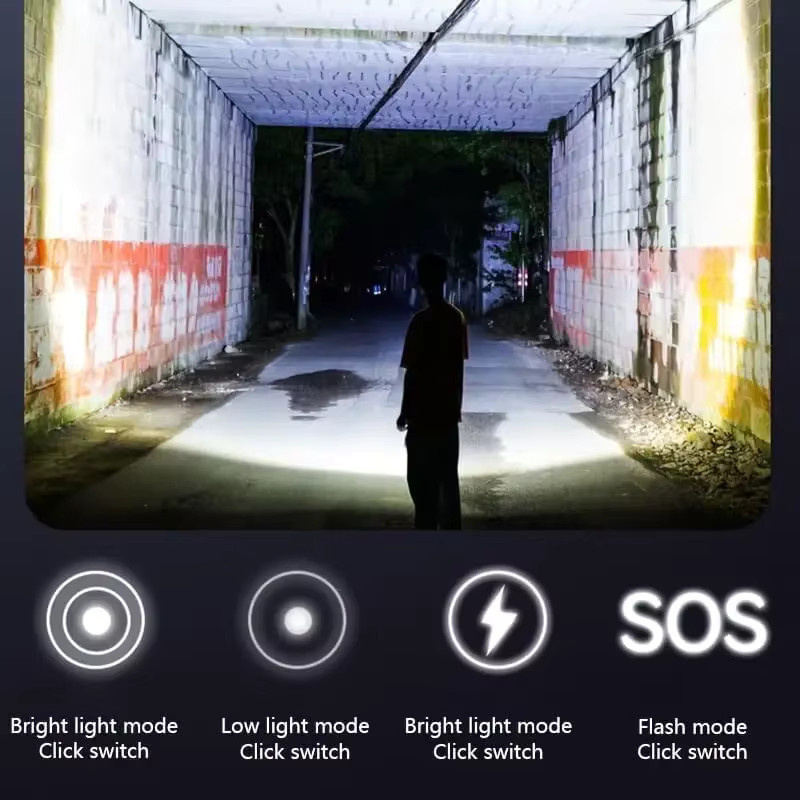 KDULIT LED Mini Schlüsselanhänger Licht mit XPE und COB, USB wiederaufladbare Taschenlampe in Schwarz für Outdoor, Camping und Notfälle - Bild 4
