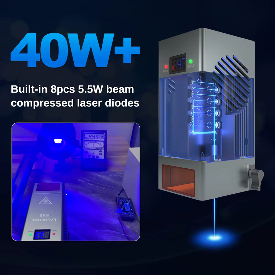 Laser Tree Laser Modul mit Luftunterstützung 450nm TTL Blaulicht-Laserkopf für Lasergravur und Schneidwerkzeuge in Blau und Grau - Bild 2