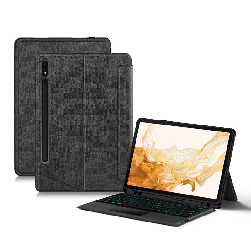 AJIUYU Touchpad-Tastatur und Hülle für Samsung Galaxy Tab S8 11 Zoll SM-X700 SM-X706 sowie Tab S7 11 Zoll SM-X870 T875 mit Stifthalter in Schwarz - Bild 2