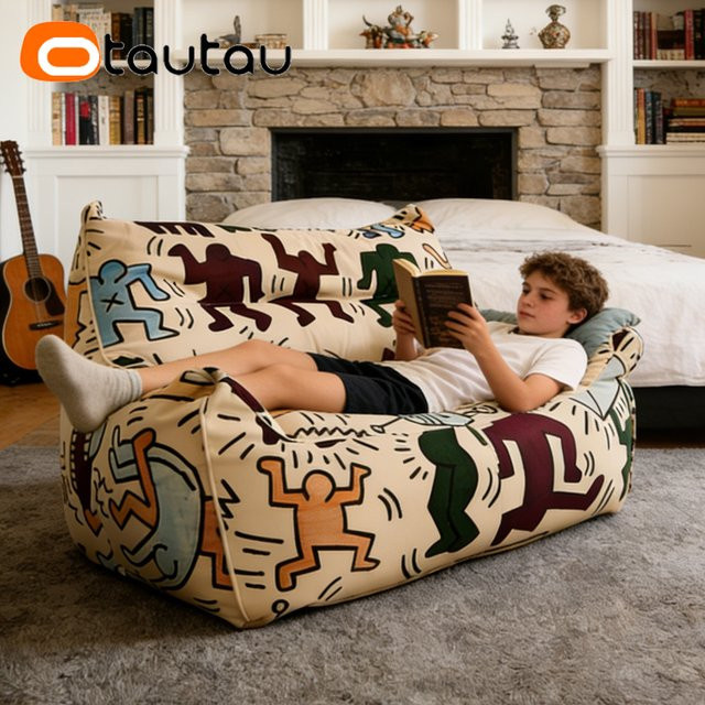 OTAUTAU 2-Sitzer Sitzsackbezug mit Graffiti-Design in Multicolour, Bezug für Sessel, Liege und Pouf, Modell SF409 - Bild 1