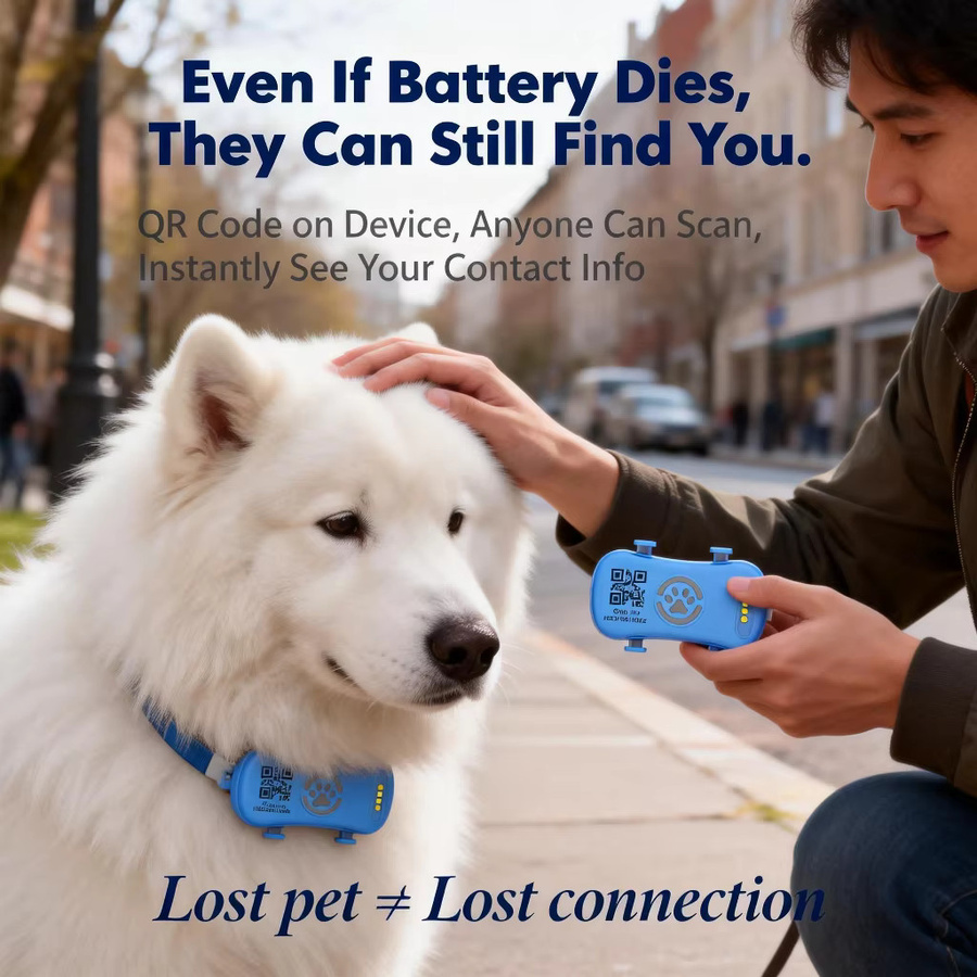 Wanwaytech GPS-Haustier-Tracker für Hunde und Katzen in Blau mit Echtzeit-Verfolgung und QR-Code Anti-Verlust-Funktion - Bild 5