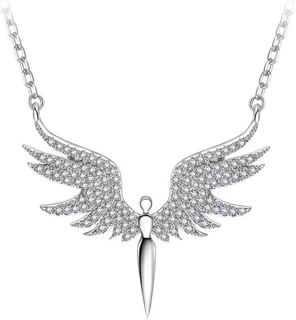 imixlot Engelsflügel-Anhänger-Halskette, Bicolor, Silber, Zirkonia, Unisex - Bild 1