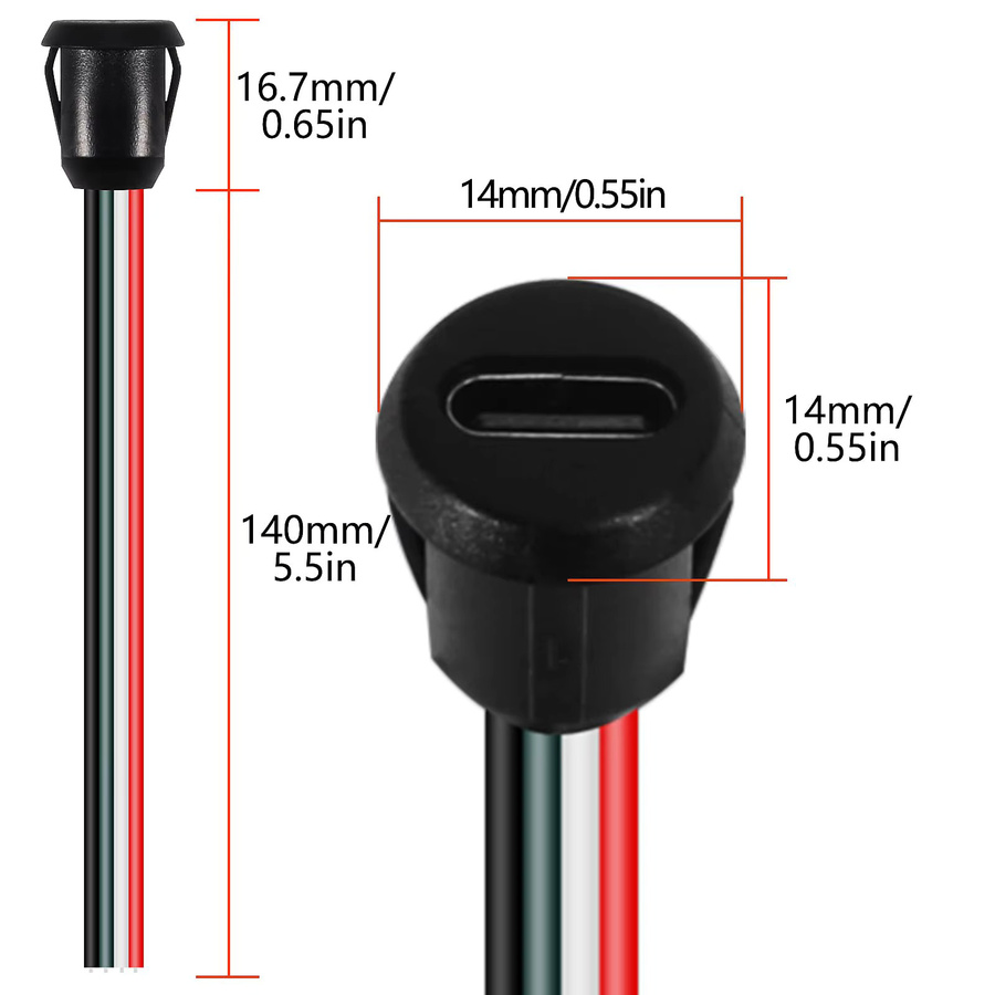 AOKIN USB-C 4-Pin Ladeanschluss Weibliche Buchse Schwarz - Bild 3