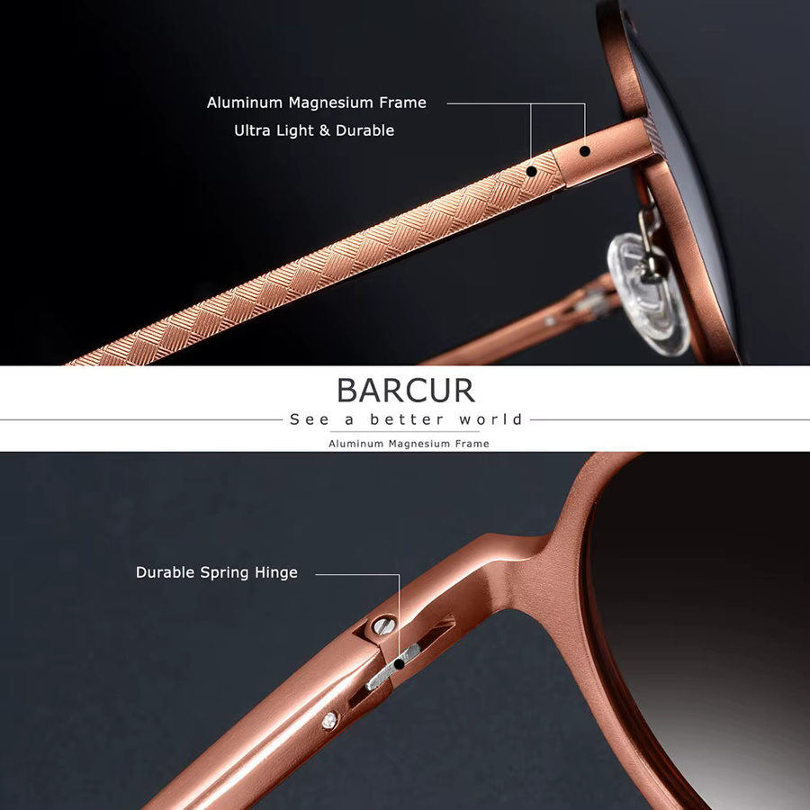 BARCUR Sonnenbrille, oval, Vollrand, Edelstahl, Unisex - Bild 3