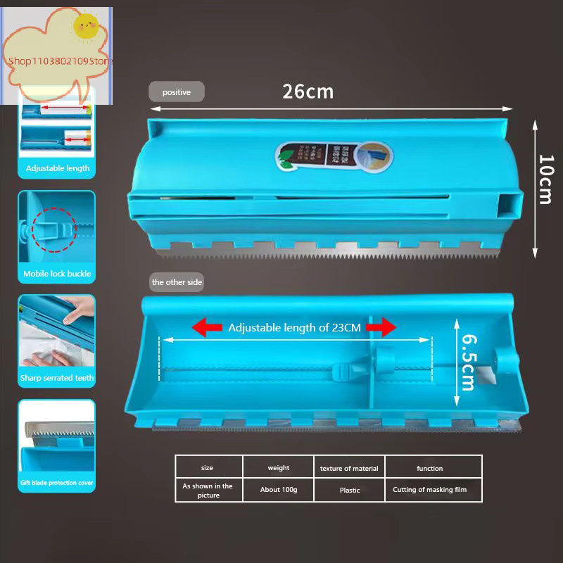 TL Lackschutzfolien-Schneider mit verstellbarem Schneidemesser und Abdeckpapier für Malerarbeiten in Blau - Bild 2
