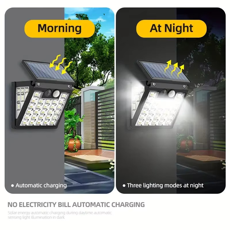 Leclstar Solar-LED-Wandleuchte in Schwarz mit 72 LEDs, Bewegungsmelder und 270 Grad Weitwinkel für Garten und Außenbereich - Bild 2