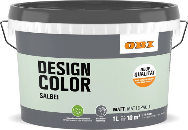 OBI Design Color 1 Dispersionsfarbe für Mauerwerk in Salbei Grün, wasserbasiert - Bild 1