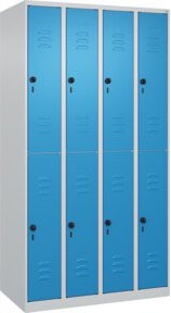 C+P Doppelstock-Spind Classic PLUS mit 4 Abteilen, Grau und Blau, H x B x T: 185 x 100 x 50 cm - Bild 1