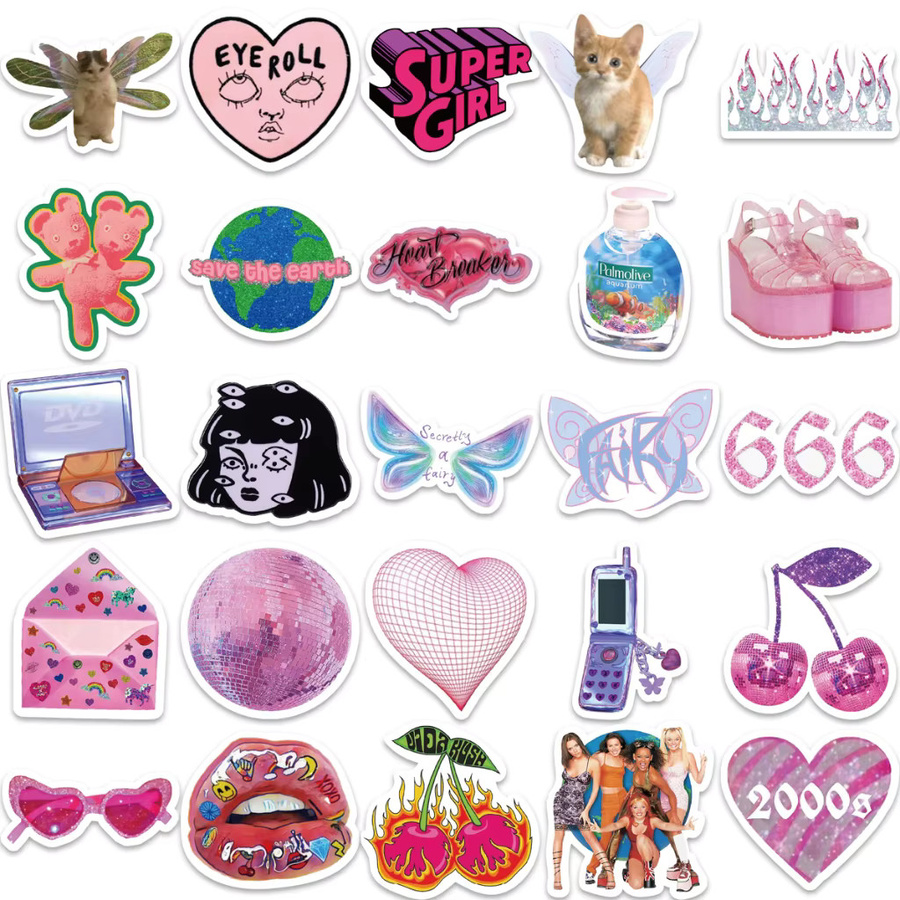 58 Stück Rosa Kawaii Harajuku Mädchen Y2K Aufkleber für Skateboard Koffer und Helm von BulingBulingStickers Store - Bild 4