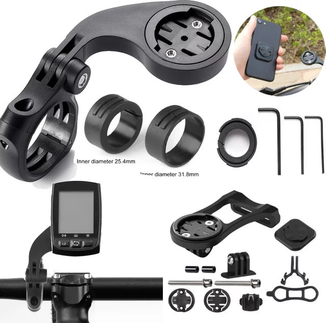 APWIKOGER Universal Fahrradcomputer Halterung in Schwarz für Garmin, XOSS, Magene und IGPSPOR sowie Smartphone-Mount für Centered View - Bild 1