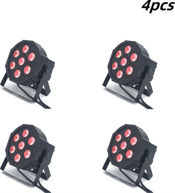 4er Set HYULIGHTS LED Flat SlimPar RGBWA UV 6in1 Wash Bühnenbeleuchtung DMX512 Schwarz - Bild 1