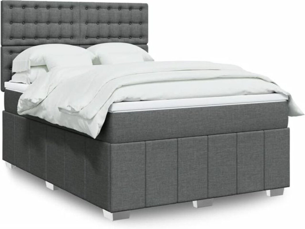 vidaxl Boxspringbett mit Matratze aus Stoff in Grau B/T/H: 140 x 190 cm - Bild 1