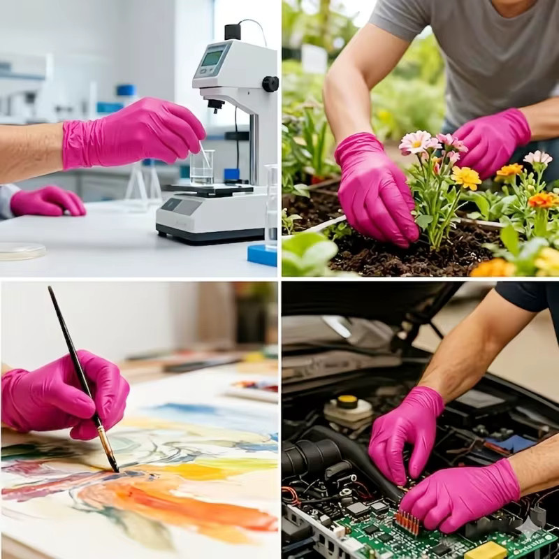 YUMARCH Einweg Nitrilhandschuhe Latexfrei in Pink und Rot für Haushalt, Garten und Kosmetik - Bild 5