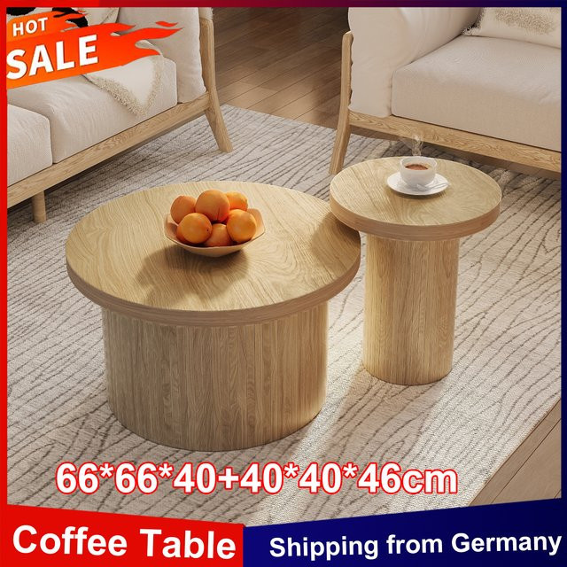 Anajqaqia 2er-Set Couchtisch Nesting Set, runde Beistelltische in Wood color, B/T/H: 66 x 66 x 40 cm und 40 x 40 x 46 cm - Bild 1