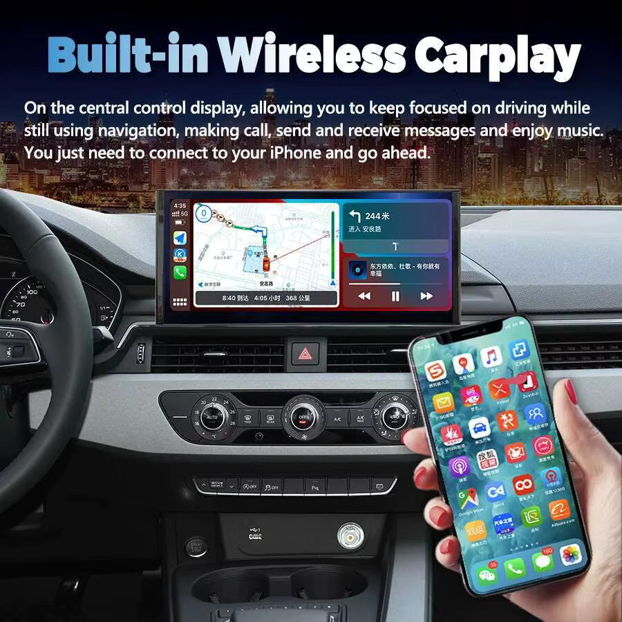 NAVIRIDER Android 13 QLED Multimedia Autoradio mit 12,3 Zoll Display für Audi A4 A4L A5 (2017 - 2020) inklusive GPS, CarPlay und Navigation, Schwarz - Bild 4