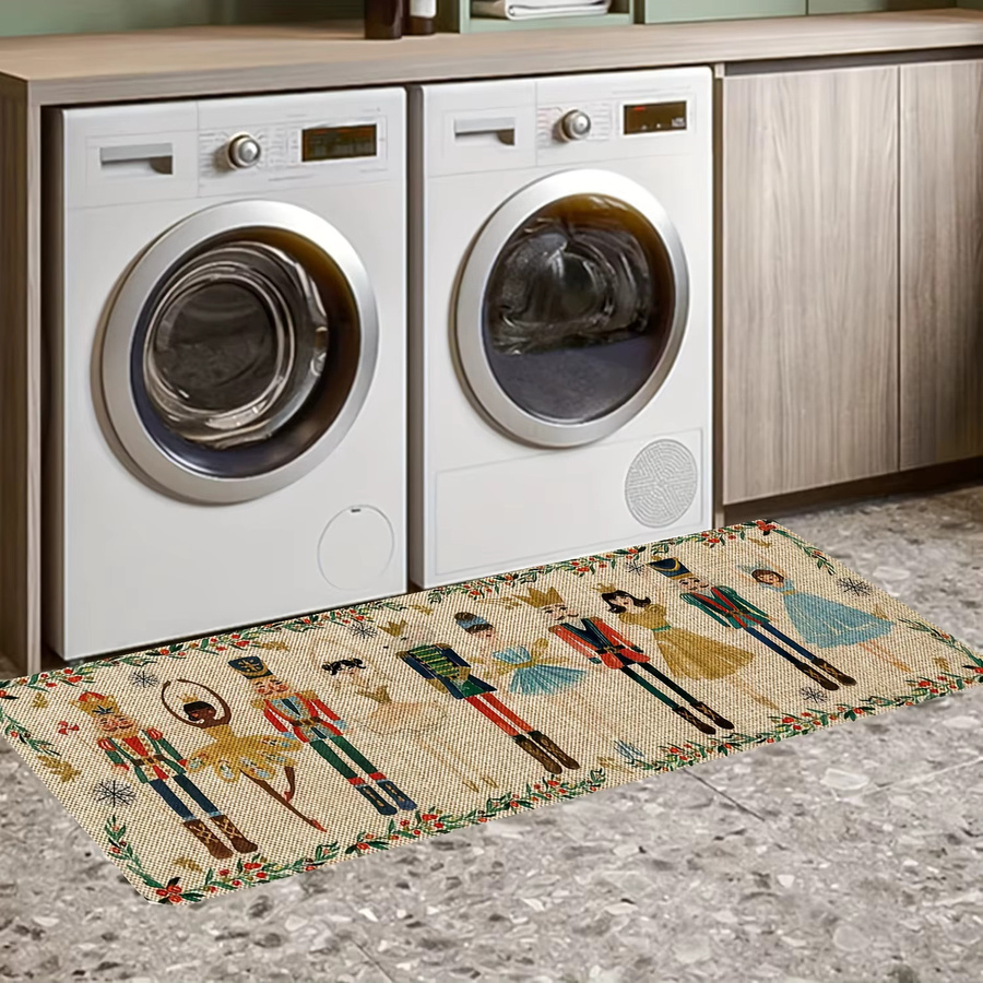 VIKAMA Festliche Bodenmatte mit Nussknacker-Motiv aus Polyester in Multicolour, maschinenwaschbarer Flanell-Teppich für Küche und Flur, B/T/H: 40 x 40 x 40 cm - Bild 3