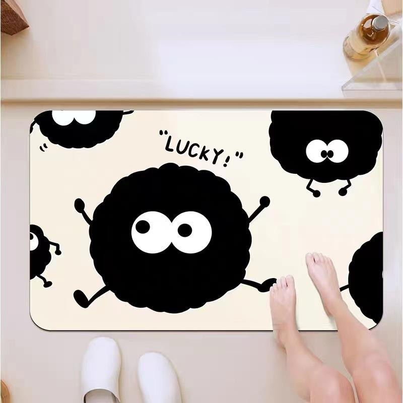 Saugfähige Kieselgur Badezimmer Fußmatte Big Eyes Serie von Yiran Furniture, Schwarz und Weiß, B/T: 60 x 40 cm - Bild 1