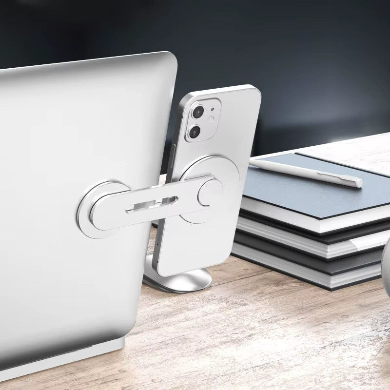 APWIKOGER Magnetischer MagSafe Telefonhalter für iPhone 13 14 Pro Max und Laptop zur Nutzung als Monitor-Seitenhalterung in Silber - Bild 2