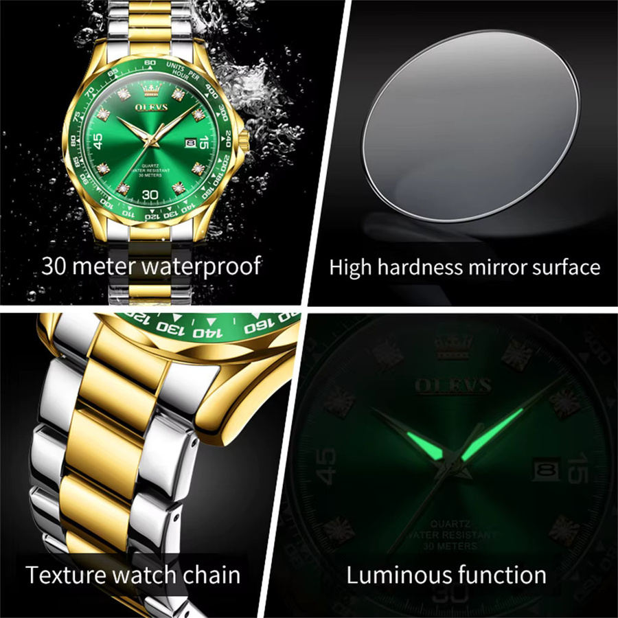OLEVS Armbanduhr Quarz, Diamant, Zirkonia, Kautschuk, Herren - Bild 5