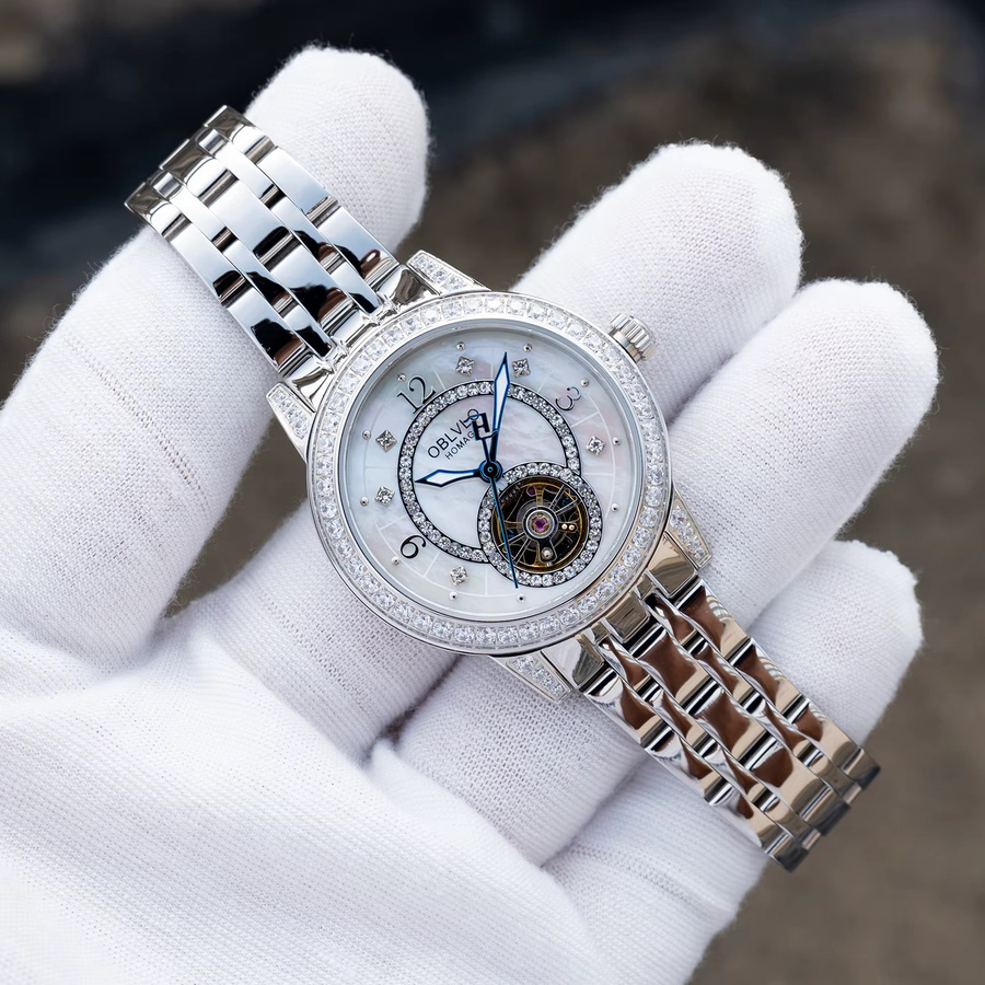 OBLVLO Armbanduhr, Automatik, Edelstahl, Diamant, Damen - Bild 2