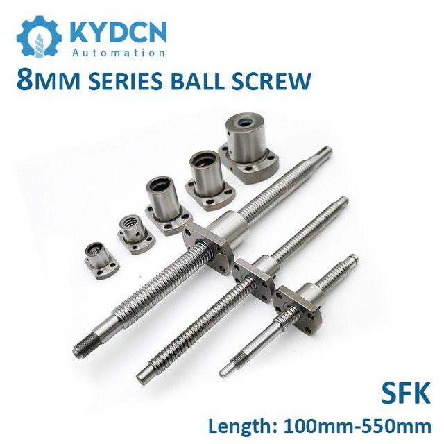 KYDCN Miniatur Kugelgewindetrieb 8mm Durchmesser, Farbe: Silber, Länge: 100 mm bis 550 mm - Bild 1