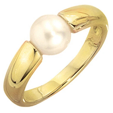 Colfem Ring 333 Gelbgold, Perle, Damen, Ringgröße 62 - Bild 1