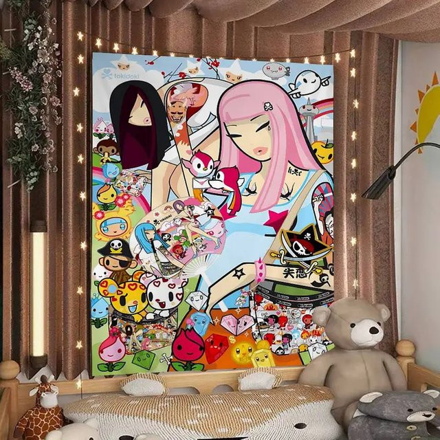 VIKAMA Maßgefertigter Cartoon-Wandteppich für Kinder und Teenager, Modernes Design, Mehrfarbig, B: 60 cm, H: 60 cm - Bild 1