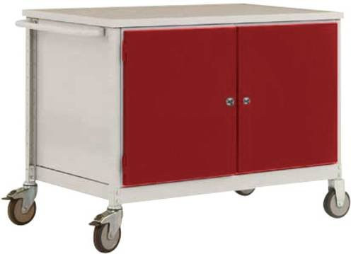 Manuflex Werkstattwagen TP1034.3003 in Rubin-Rot mit Arbeitsplatte, Rollen und abschließbarer Schublade aus Stahl und Holz, B/T/H: 113,5 x 59,0 x 78,0 cm - Bild 1