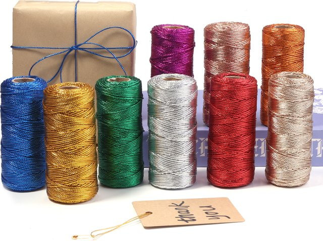 Dekorative Bastelschnur für DIY-Schmuck und Geschenkverpackungen, 1,5 mm Dicke, 100 m Länge, in Gold und Silber - Bild 1