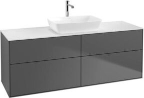 V&B Finion Waschtischunterschrank mit Wandbeleuchtung, Farbe: Weiß und Anthrazit matt, B/T/H: 160 x 60 x 50,1 cm - Bild 1