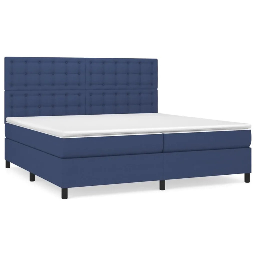 vidaXL Boxspringbett Hybrid mit Matratze Blau und Weiß, B/T/H: 200 x 200 x 118 cm - Bild 2