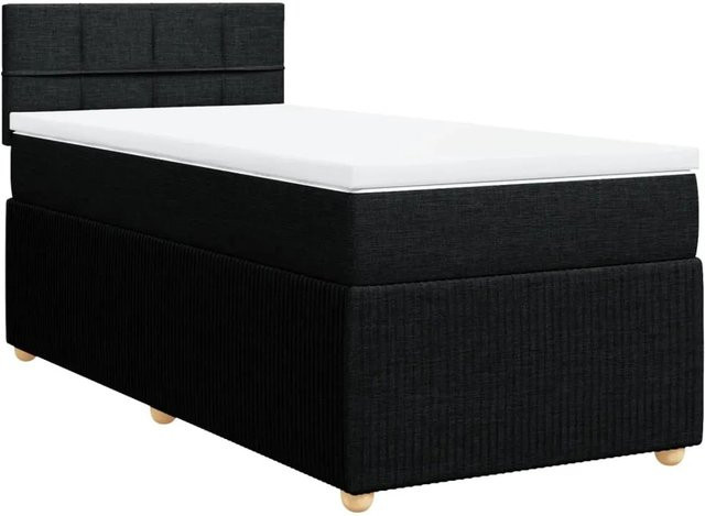 vidaXL Boxspringbett Hybrid mit Matratze und Taschenfederkern, Schwarz, B/T/H: 90 x 190 x 76,7 cm - Bild 1