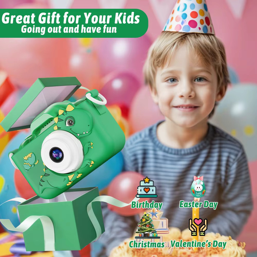 RIVGOT Kinderkamera, Dinosaurier, mit Silikon-Schutzhülle, ab 3 Jahre - Bild 3