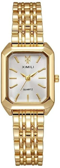 DHDH Armbanduhr Edelstahl, Quarz, rechteckig, beige, Damen - Bild 1