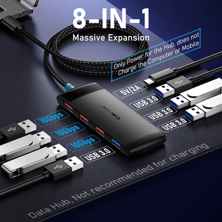 LEMORELE 8-in-1 Typ-C USB-Hub Dockingstation mit 10Gbps USB-A 3.2 für Laptop, PC und MacBook - Bild 2