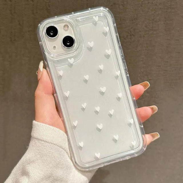 SKCCM Transparente Handyhülle mit Liebesmuster in Weiß für iPhone 17 Pro Max 16 15 Pro 14 13 12 11 XR XS 17Air 16 Plus – Weiche Schutzhülle - Bild 1