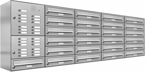 AL Briefkastensystem für 25 Parteien, Aufputzmontage, silberfarben, B/H/T: 191,5 x 69 x 27,5 cm - Bild 1