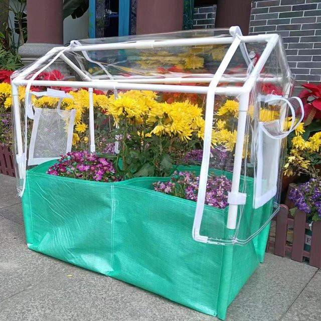 Rechteckiges Setzlingsgewächshaus Set mit Gestell, PE-Wachstumsbeuteln, PVC-Wärmeabdeckung und Polyester-Insektennetz in Grün und Transparent, B/T/H: 40 x 40 x 30 cm - Bild 1