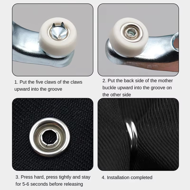AXE SHAN Metall Druckknopf Set mit 100 Stück Fünf-zinken Button-Installation Zange für DIY Näharbeiten in Silber - Bild 3
